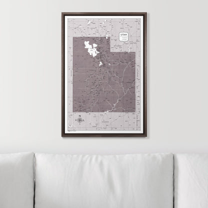 Push Pin Utah Map (Pin Board) - Dark Brown Color Splash CM Pin Board