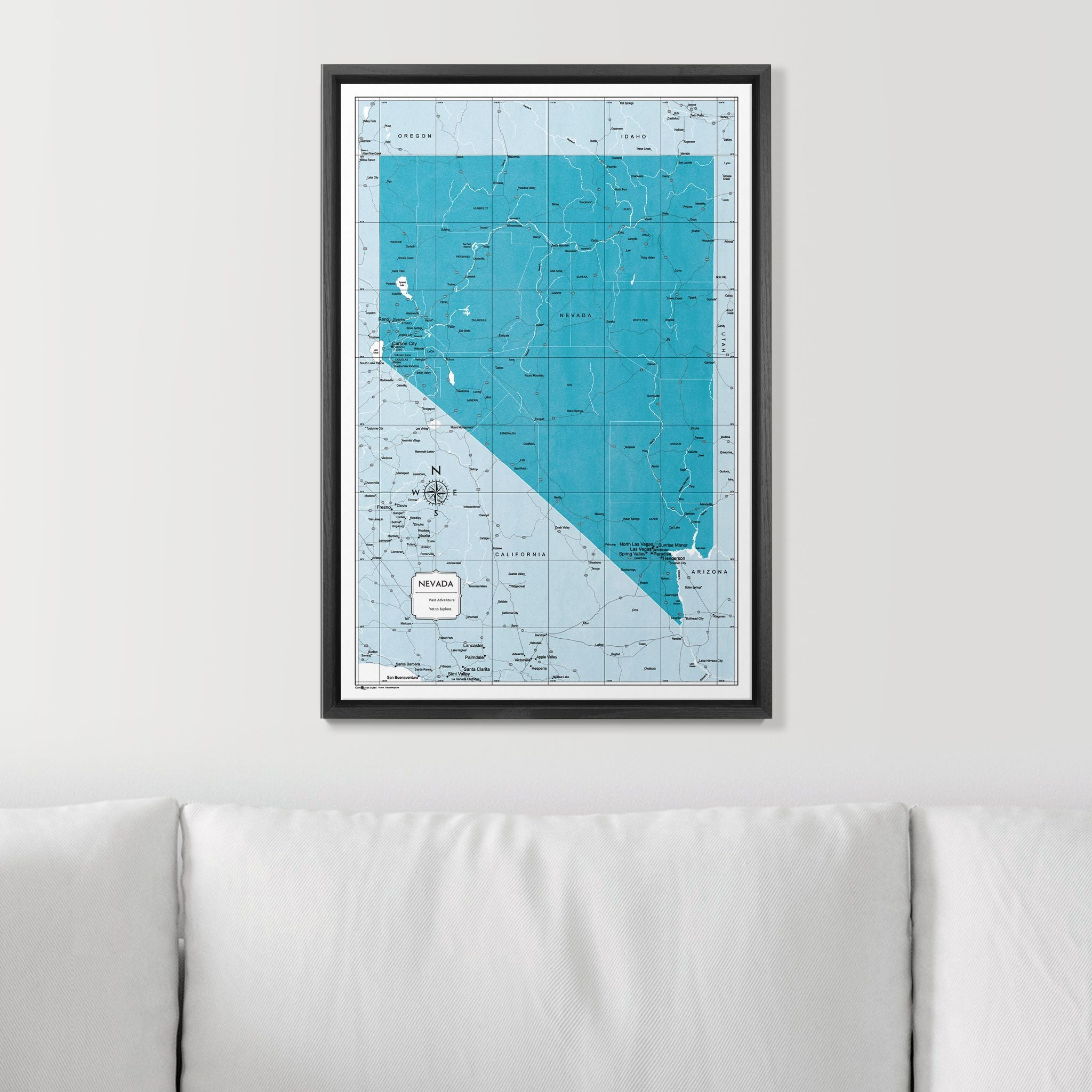 Push Pin Nevada Map (Pin Board) - Teal Color Splash CM Pin Board