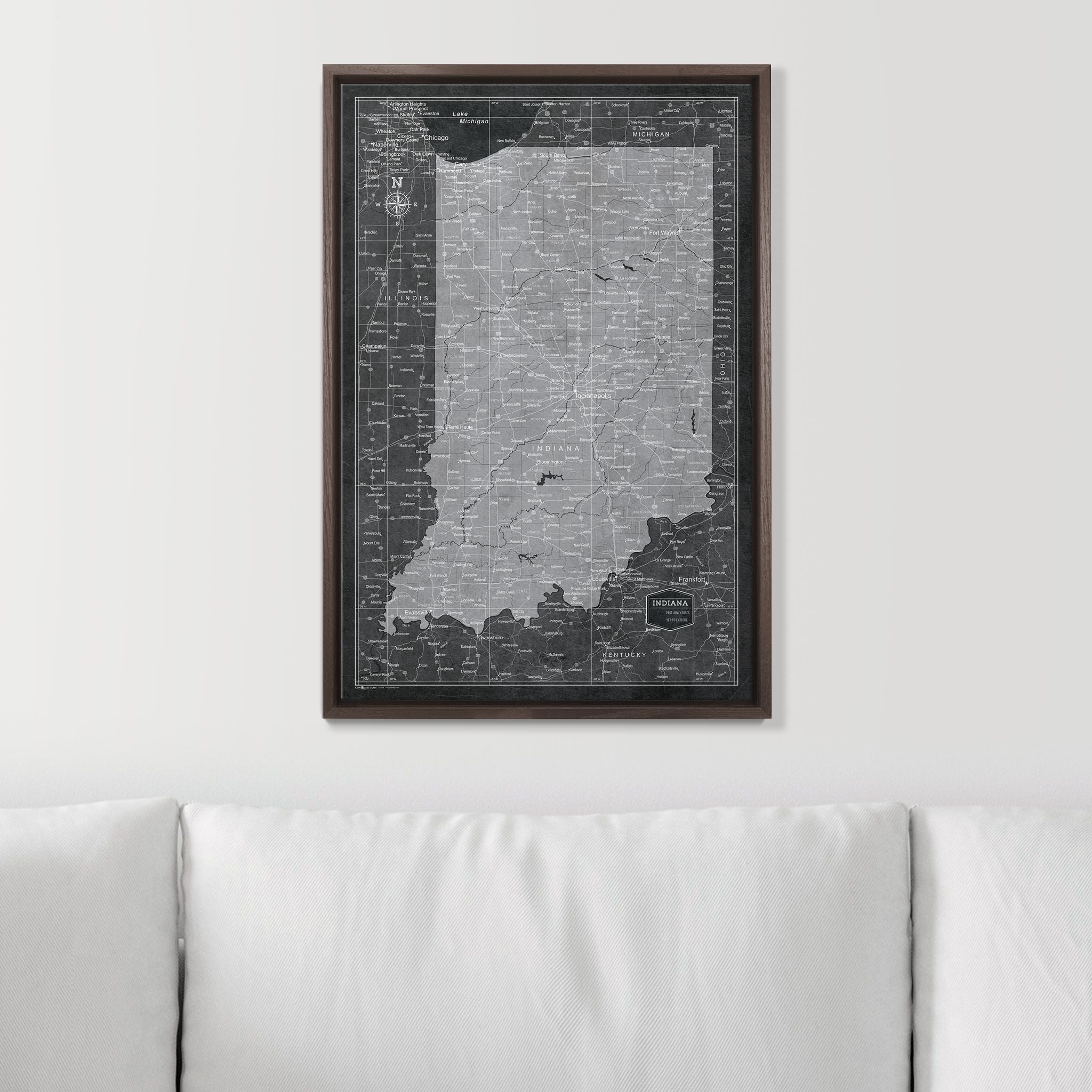 Push Pin Indiana Map (Pin Board) - Modern Slate CM Pin Board