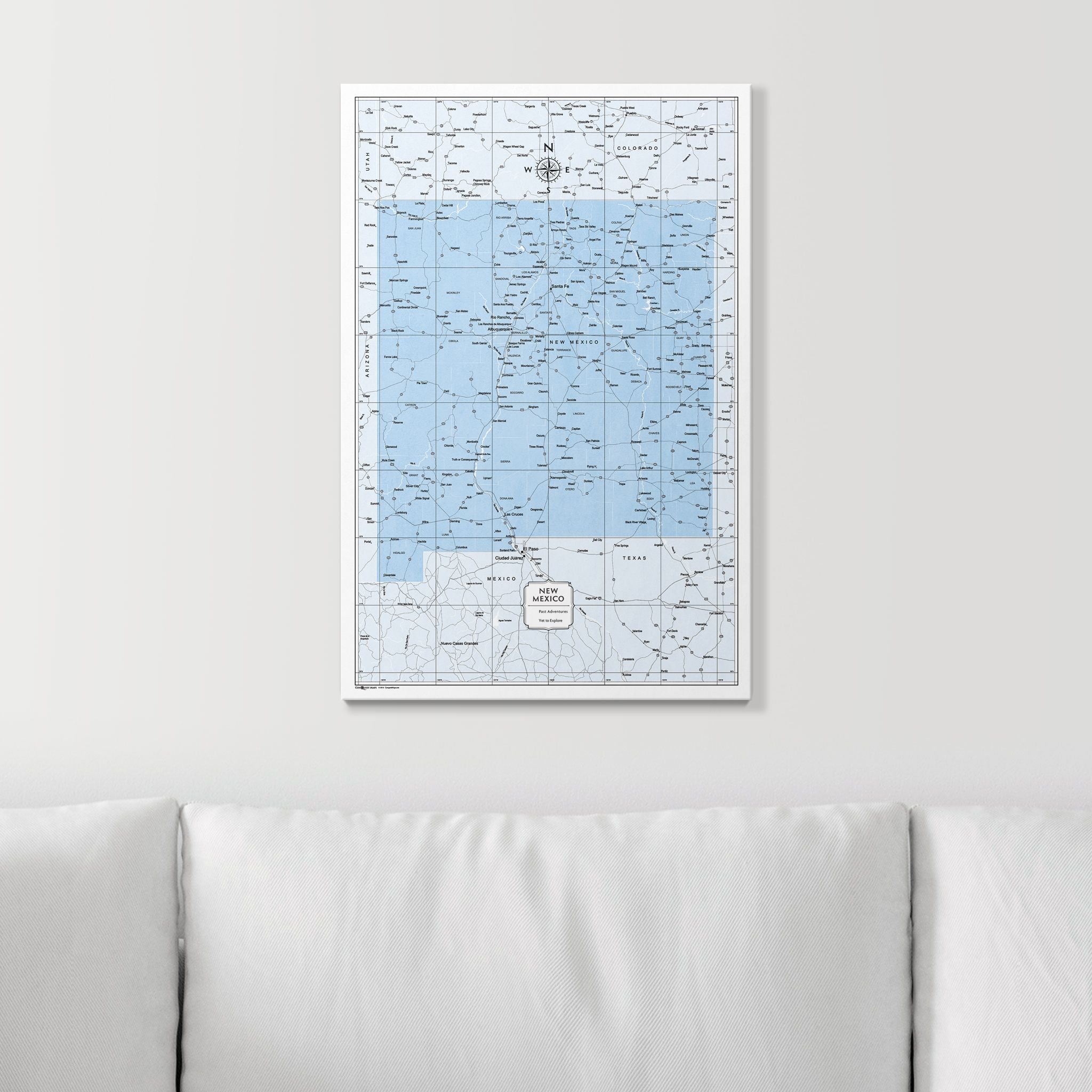 Push Pin New Mexico Map (Pin Board) - Light Blue Color Splash CM Pin Board