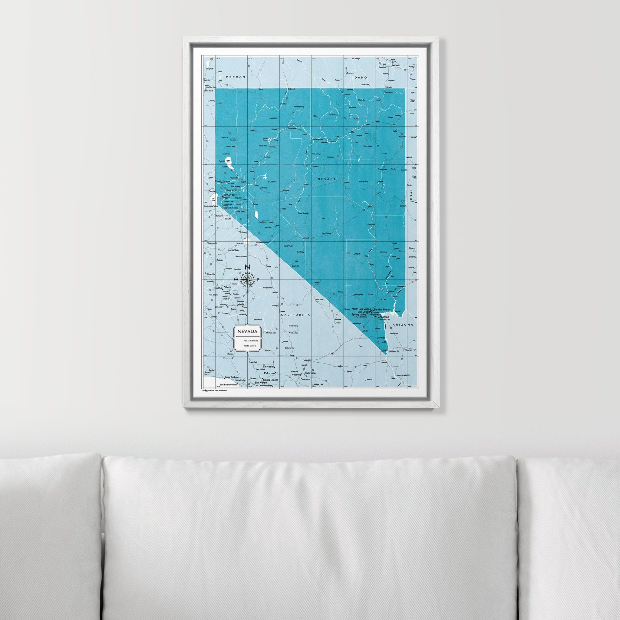 Push Pin Nevada Map (Pin Board) - Teal Color Splash CM Pin Board