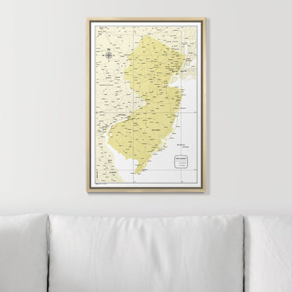 Push Pin New Jersey Map (Pin Board) - Yellow Color Splash CM Pin Board