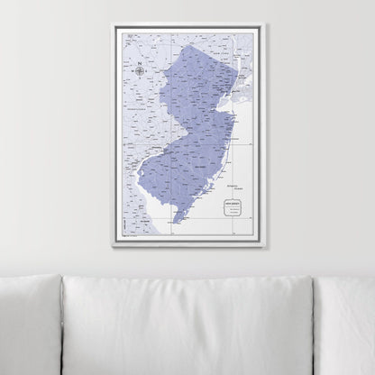 Push Pin New Jersey Map (Pin Board) - Purple Color Splash CM Pin Board