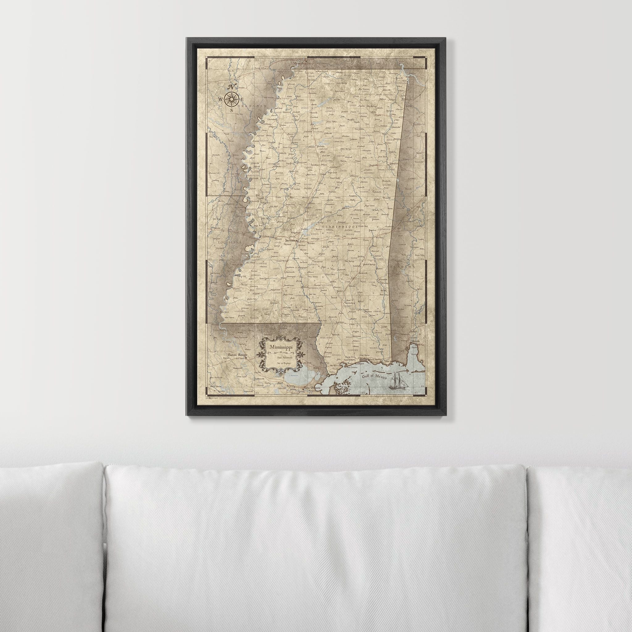 Push Pin Mississippi Map (Pin Board) - Rustic Vintage CM Pin Board