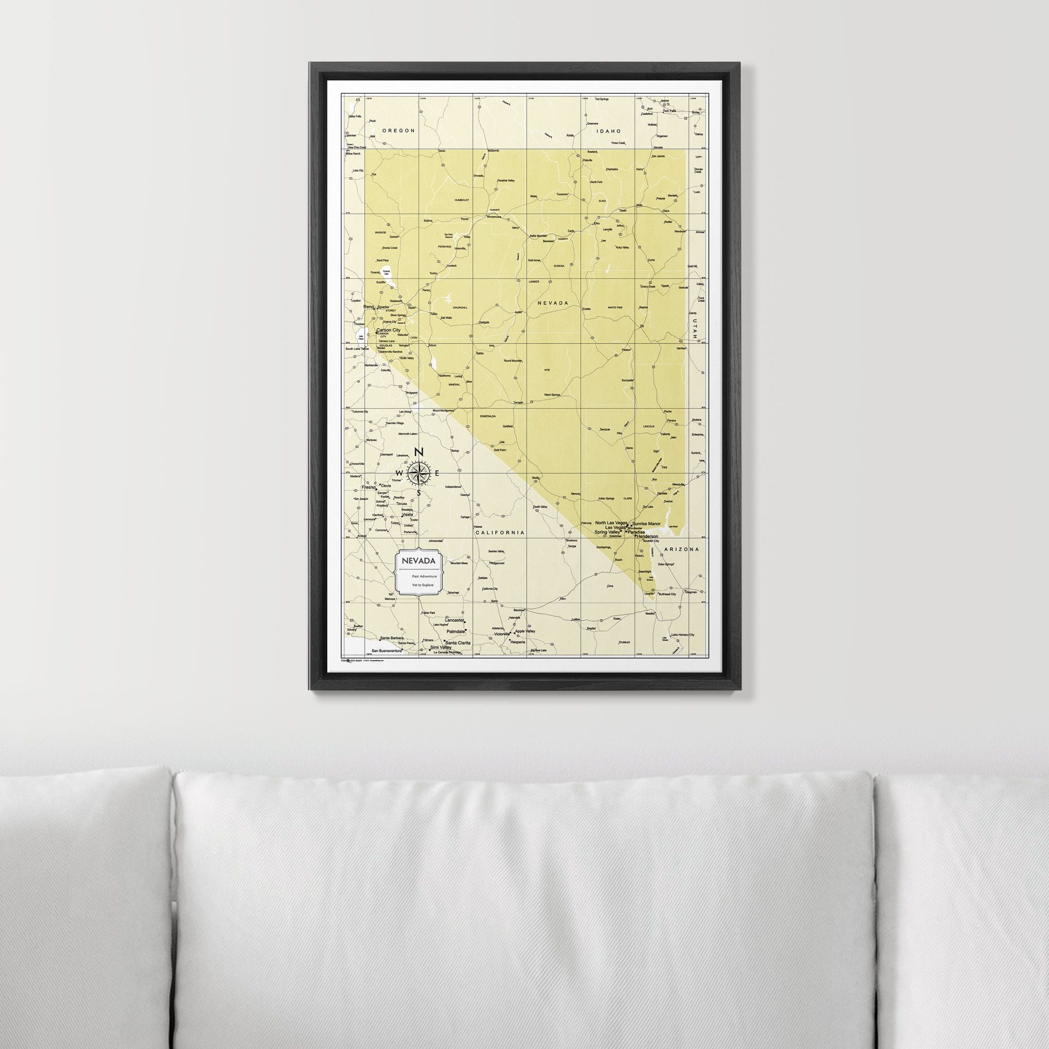 Push Pin Nevada Map (Pin Board) - Yellow Color Splash CM Pin Board