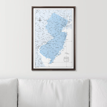 Push Pin New Jersey Map (Pin Board) - Light Blue Color Splash CM Pin Board