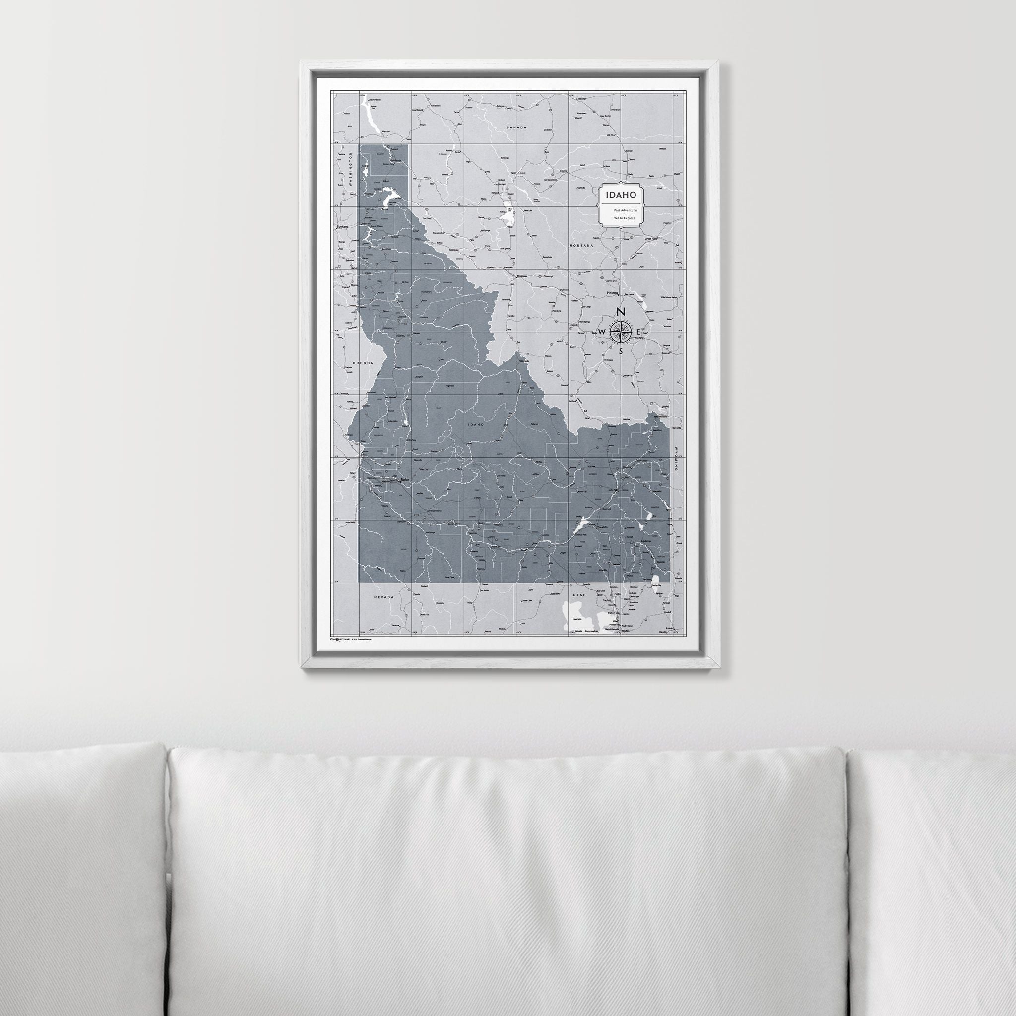 Push Pin Idaho Map (Pin Board) - Dark Gray Color Splash CM Pin Board