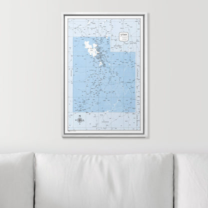 Push Pin Utah Map (Pin Board) - Light Blue Color Splash CM Pin Board