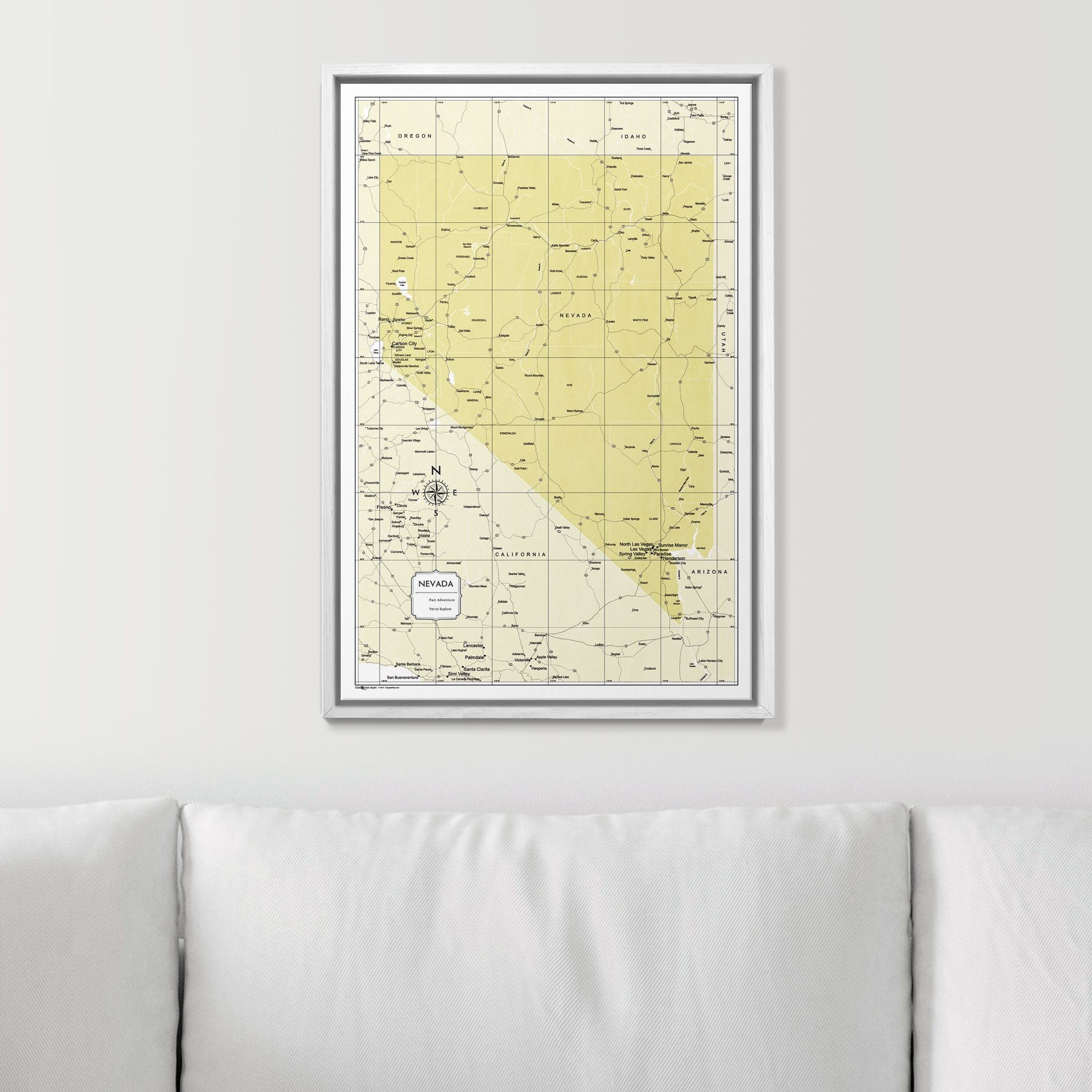 Push Pin Nevada Map (Pin Board) - Yellow Color Splash CM Pin Board