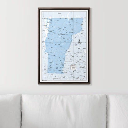 Push Pin Vermont Map (Pin Board) - Light Blue Color Splash CM Pin Board