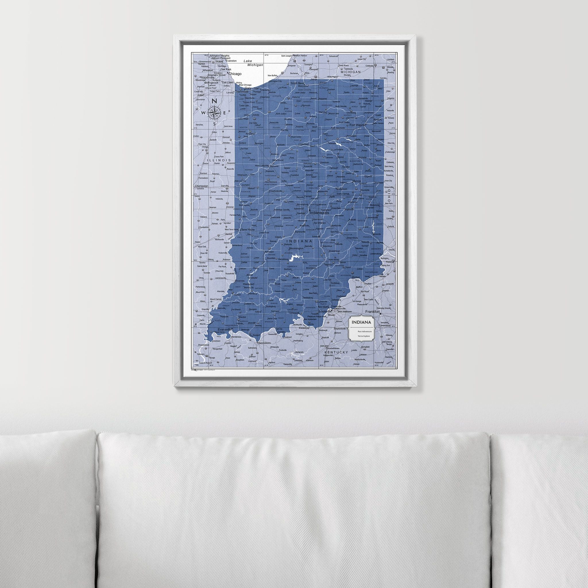 Push Pin Indiana Map (Pin Board) - Navy Color Splash CM Pin Board