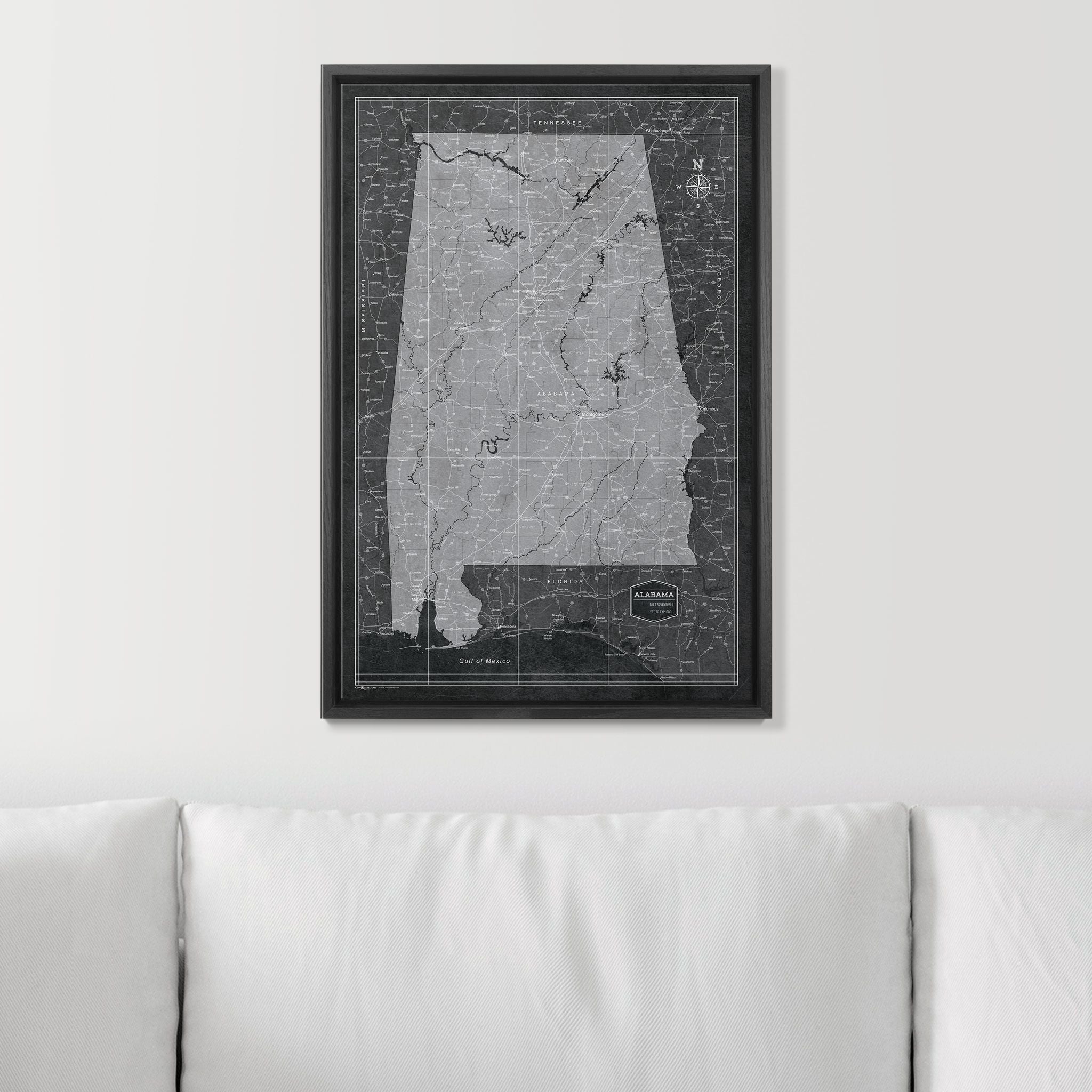 Push Pin Alabama Map (Pin Board) - Modern Slate CM Pin Board