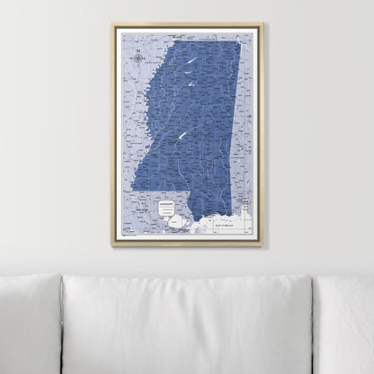 Push Pin Mississippi Map (Pin Board) - Navy Color Splash CM Pin Board