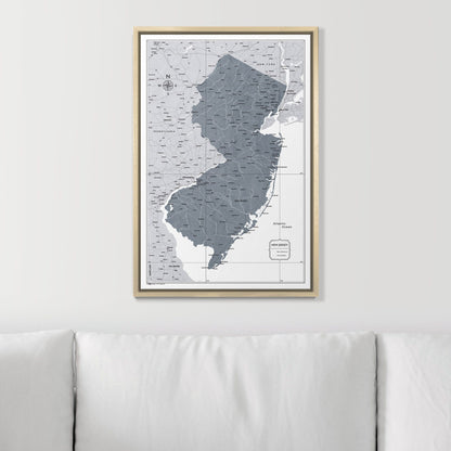 Push Pin New Jersey Map (Pin Board) - Dark Gray Color Splash CM Pin Board