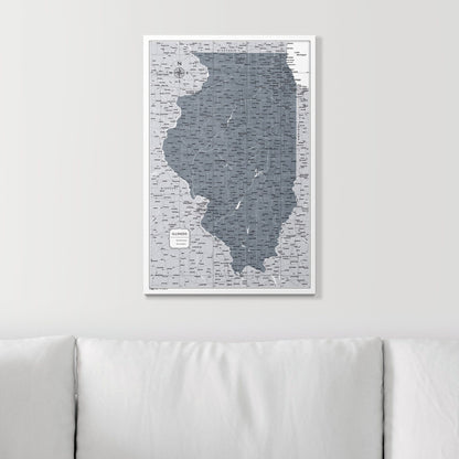 Push Pin Illinois Map (Pin Board) - Dark Gray Color Splash CM Pin Board