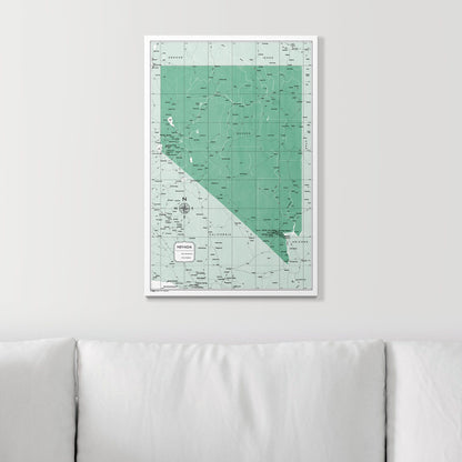 Push Pin Nevada Map (Pin Board) - Green Color Splash CM Pin Board