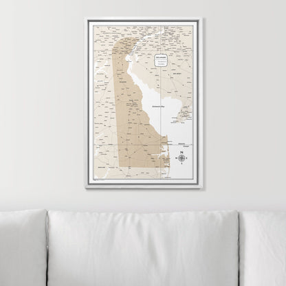 Push Pin Delaware Map (Pin Board) - Light Brown Color Splash CM Pin Board