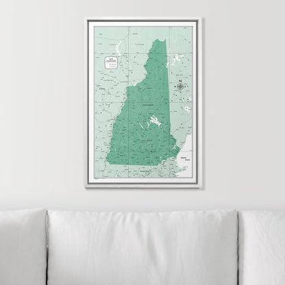 Push Pin New Hampshire Map (Pin Board) - Green Color Splash CM Pin Board