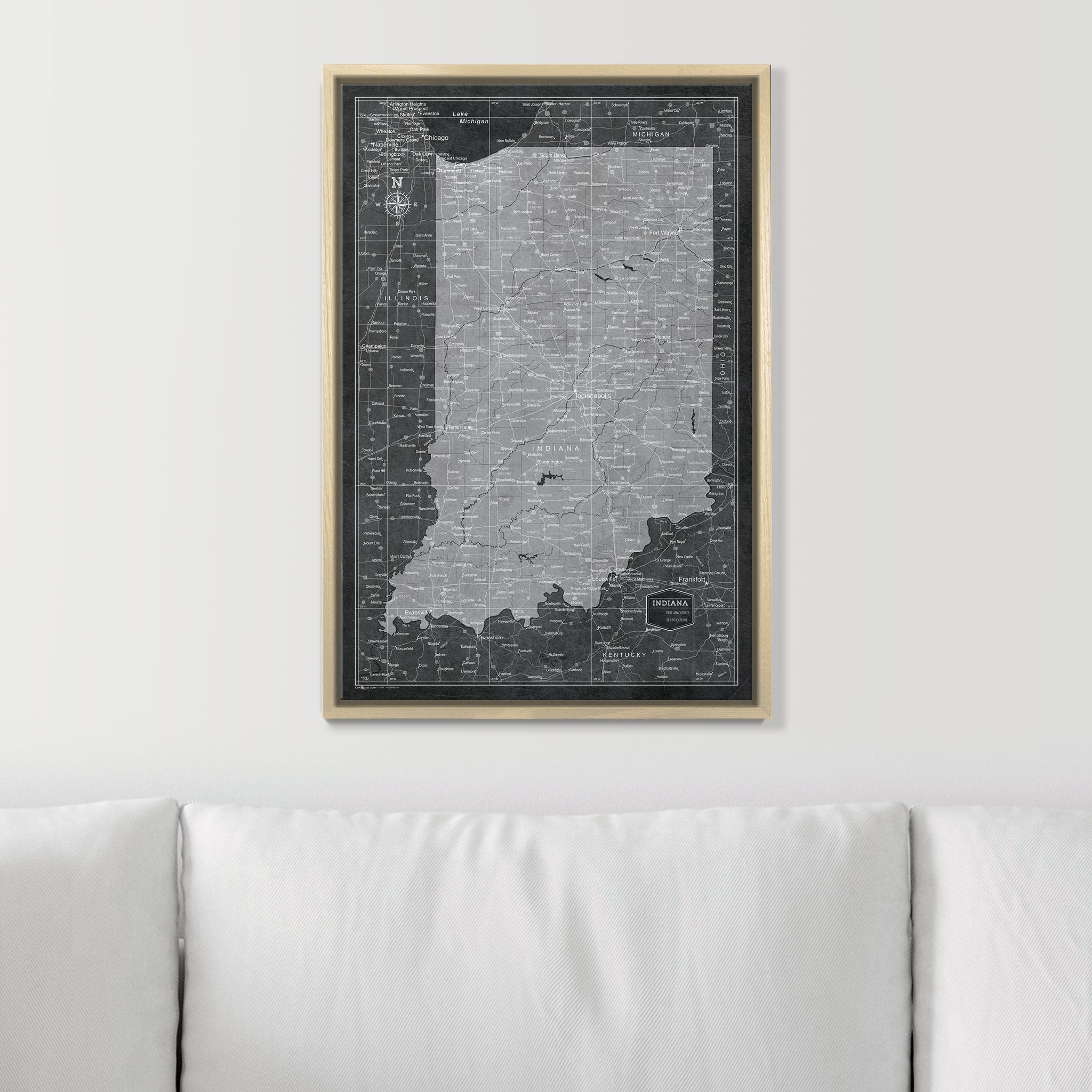 Push Pin Indiana Map (Pin Board) - Modern Slate CM Pin Board