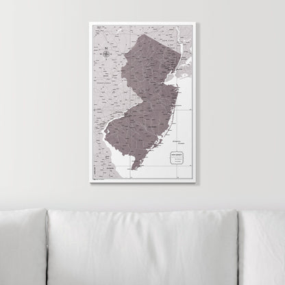 Push Pin New Jersey Map (Pin Board) - Dark Brown Color Splash CM Pin Board