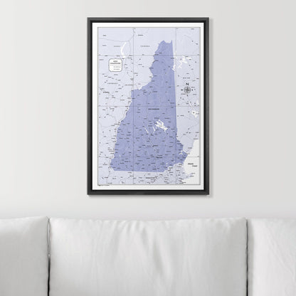 Push Pin New Hampshire Map (Pin Board) - Purple Color Splash CM Pin Board