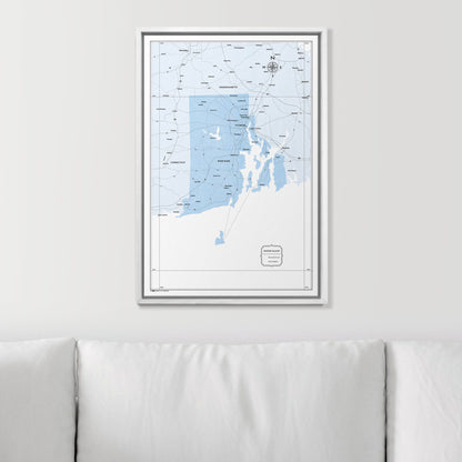 Push Pin Rhode Island Map (Pin Board) - Light Blue Color Splash CM Pin Board