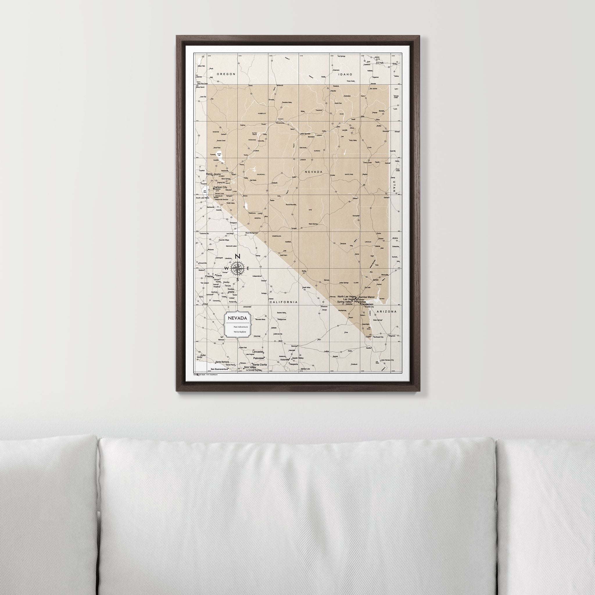 Push Pin Nevada Map (Pin Board) - Light Brown Color Splash CM Pin Board