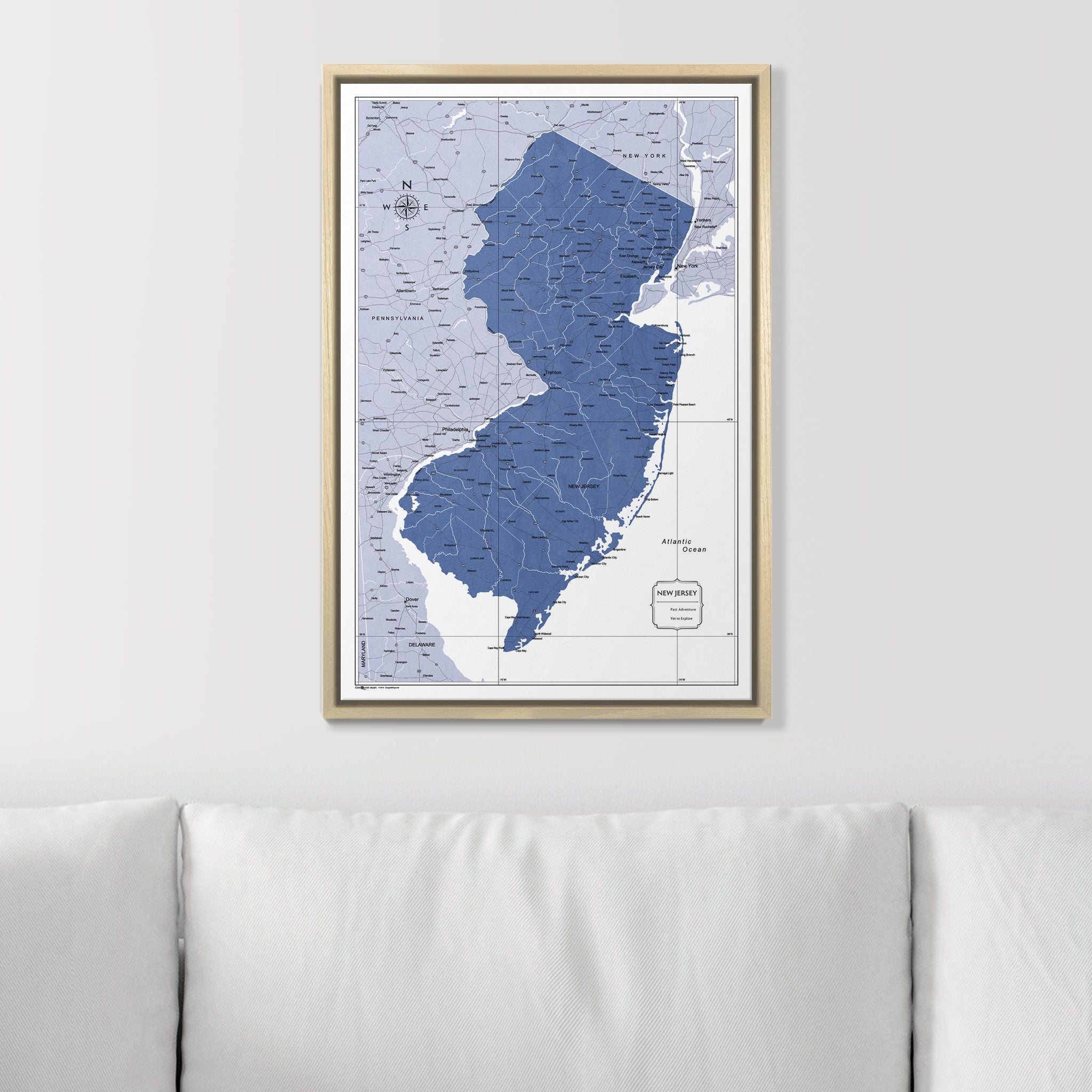 Push Pin New Jersey Map (Pin Board) - Navy Color Splash CM Pin Board