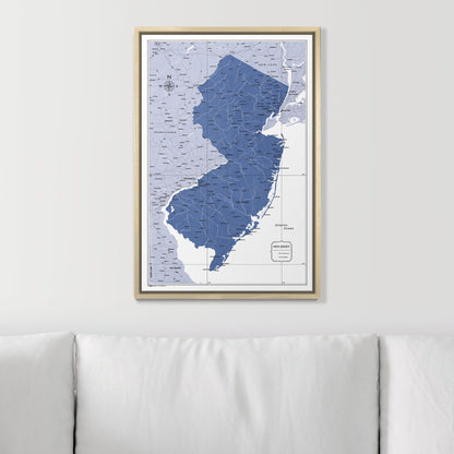 Push Pin New Jersey Map (Pin Board) - Navy Color Splash CM Pin Board