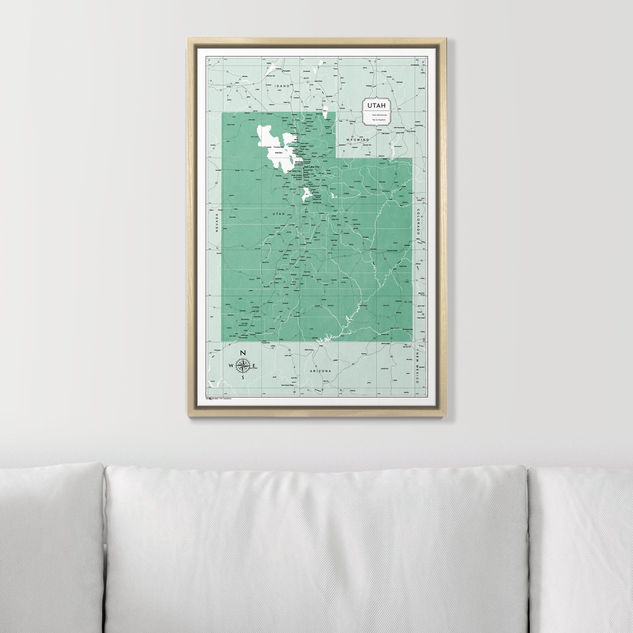 Push Pin Utah Map (Pin Board) - Green Color Splash CM Pin Board