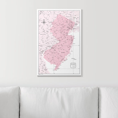 Push Pin New Jersey Map (Pin Board) - Pink Color Splash CM Pin Board