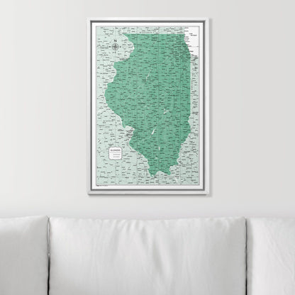 Push Pin Illinois Map (Pin Board) - Green Color Splash CM Pin Board