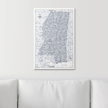 Push Pin Mississippi Map (Pin Board) - Light Gray Color Splash CM Pin Board