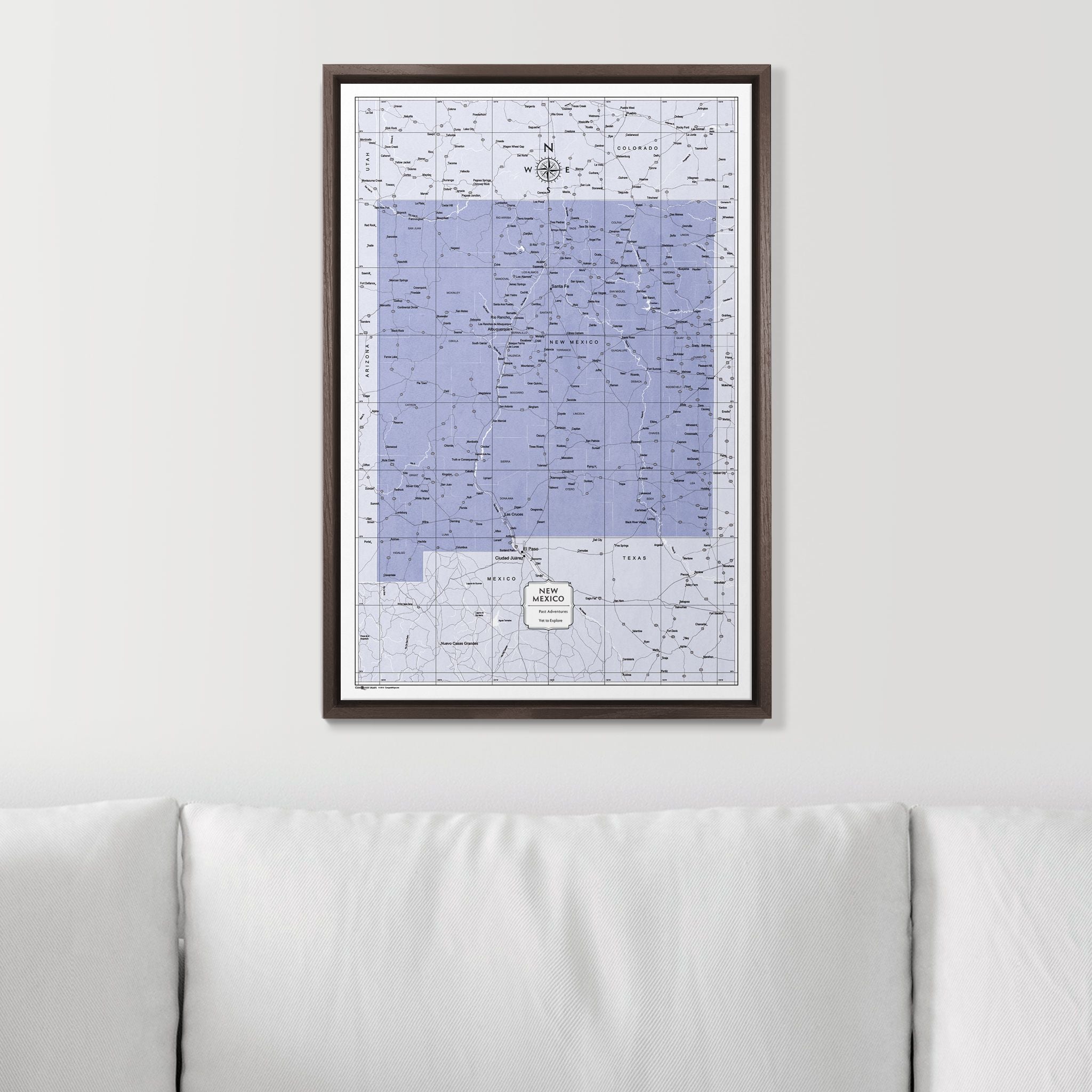 Push Pin New Mexico Map (Pin Board) - Purple Color Splash CM Pin Board