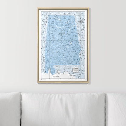 Push Pin Alabama Map (Pin Board) - Light Blue Color Splash CM Pin Board