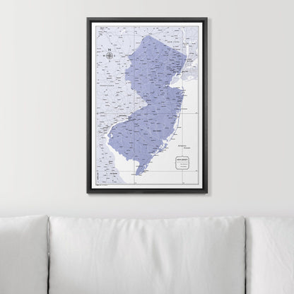 Push Pin New Jersey Map (Pin Board) - Purple Color Splash CM Pin Board