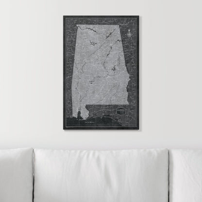 Push Pin Alabama Map (Pin Board) - Modern Slate CM Pin Board