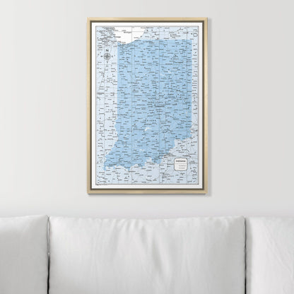 Push Pin Indiana Map (Pin Board) - Light Blue Color Splash CM Pin Board