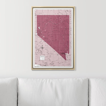 Push Pin Nevada Map (Pin Board) - Burgundy Color Splash CM Pin Board