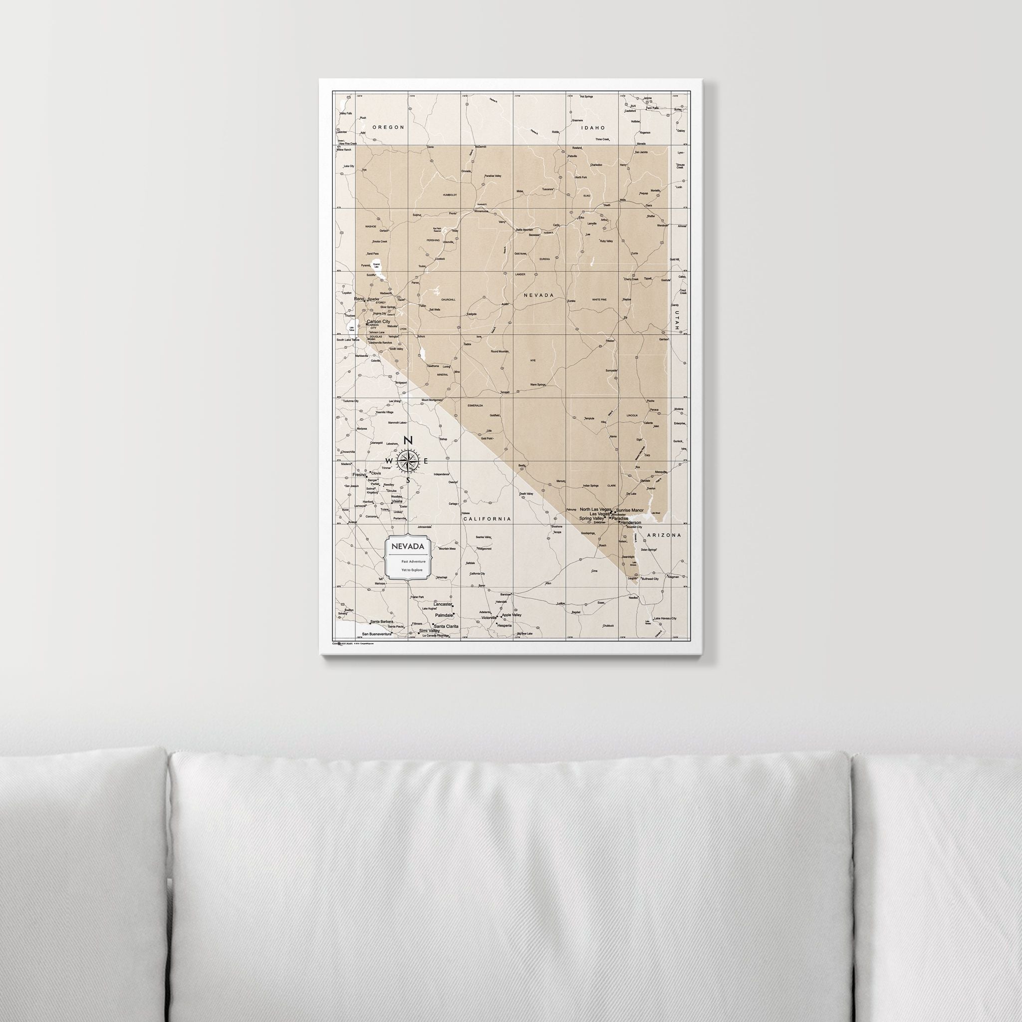 Push Pin Nevada Map (Pin Board) - Light Brown Color Splash CM Pin Board