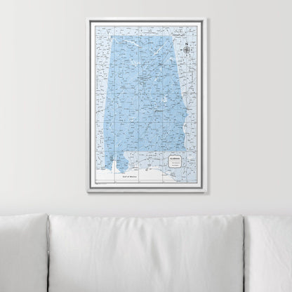 Push Pin Alabama Map (Pin Board) - Light Blue Color Splash CM Pin Board