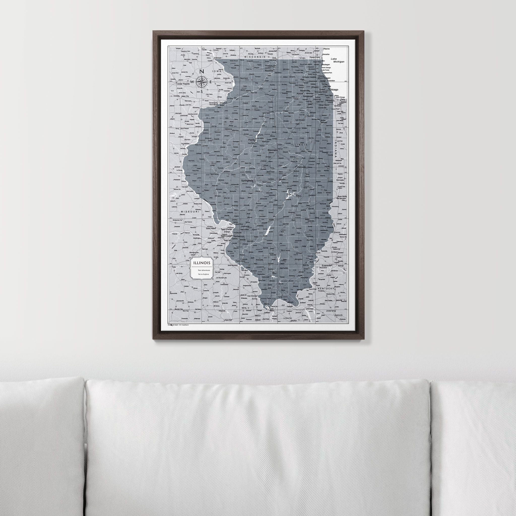 Push Pin Illinois Map (Pin Board) - Dark Gray Color Splash CM Pin Board