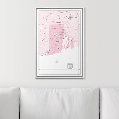 Push Pin Rhode Island Map (Pin Board) - Pink Color Splash CM Pin Board