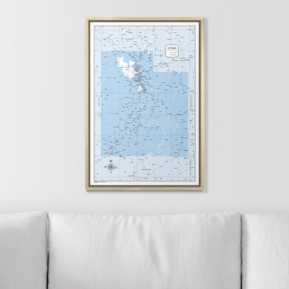 Push Pin Utah Map (Pin Board) - Light Blue Color Splash CM Pin Board