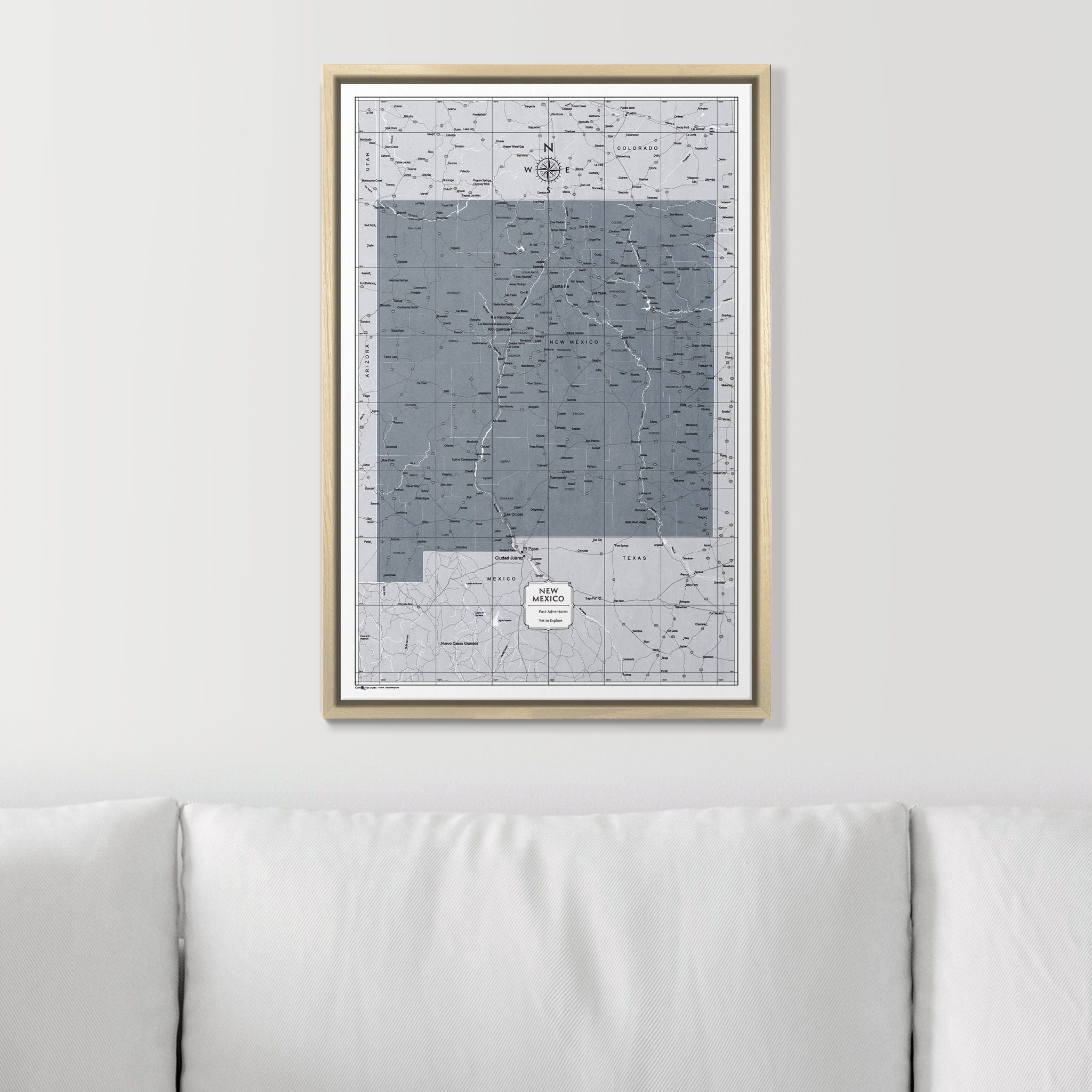 Push Pin New Mexico Map (Pin Board) - Dark Gray Color Splash CM Pin Board