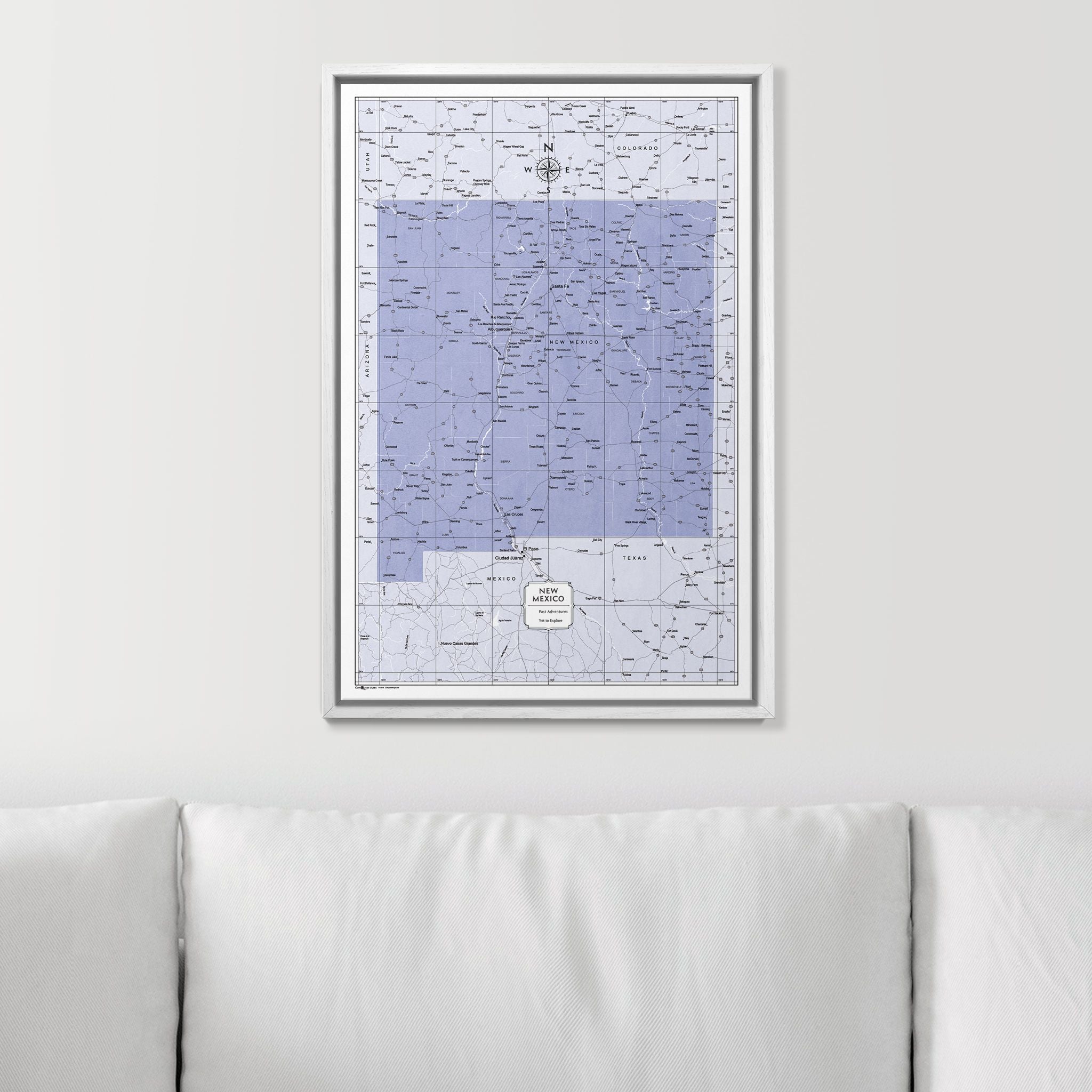 Push Pin New Mexico Map (Pin Board) - Purple Color Splash CM Pin Board