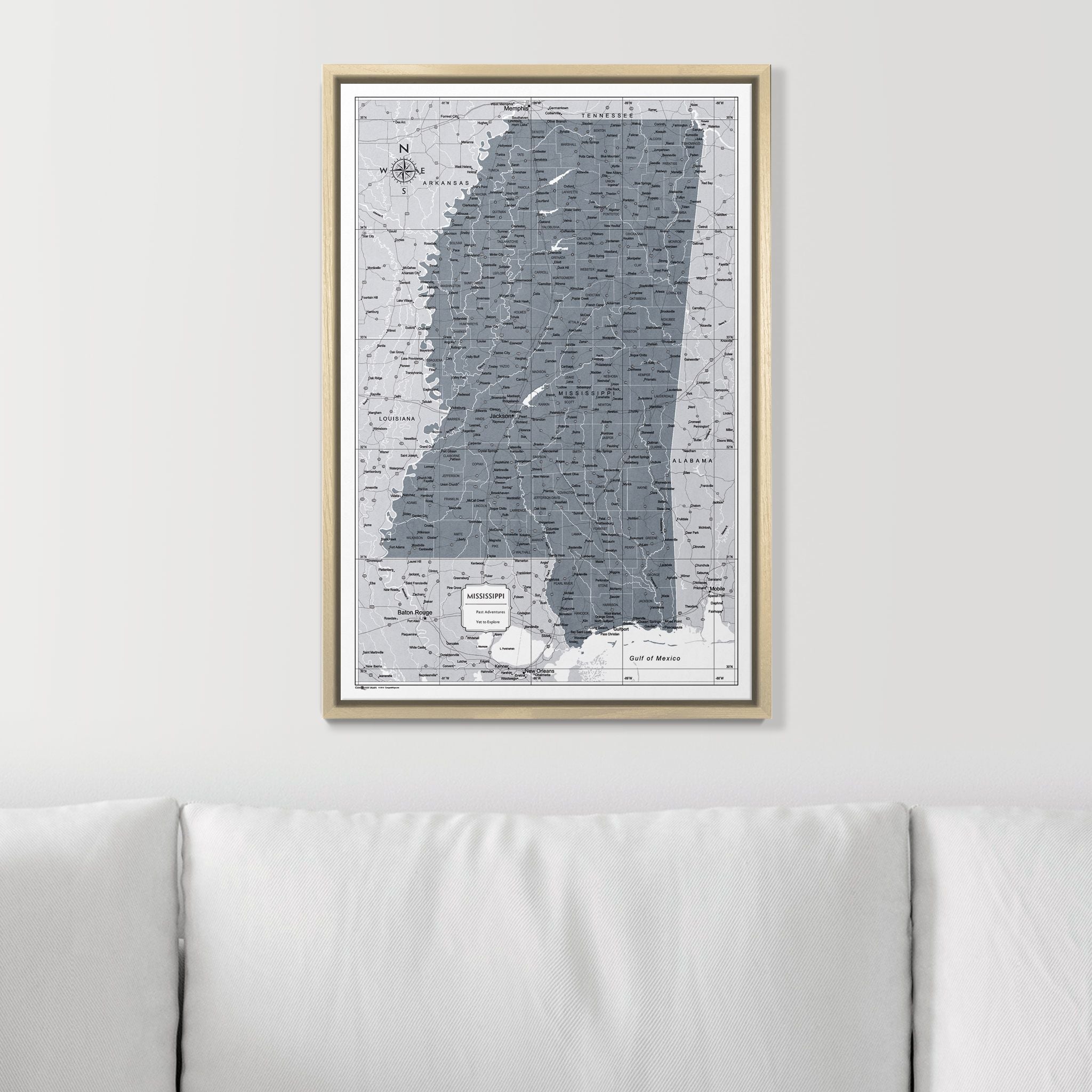 Push Pin Mississippi Map (Pin Board) - Dark Gray Color Splash CM Pin Board