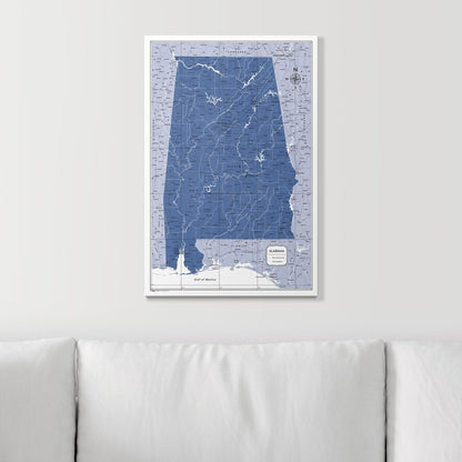 Push Pin Alabama Map (Pin Board) - Navy Color Splash CM Pin Board