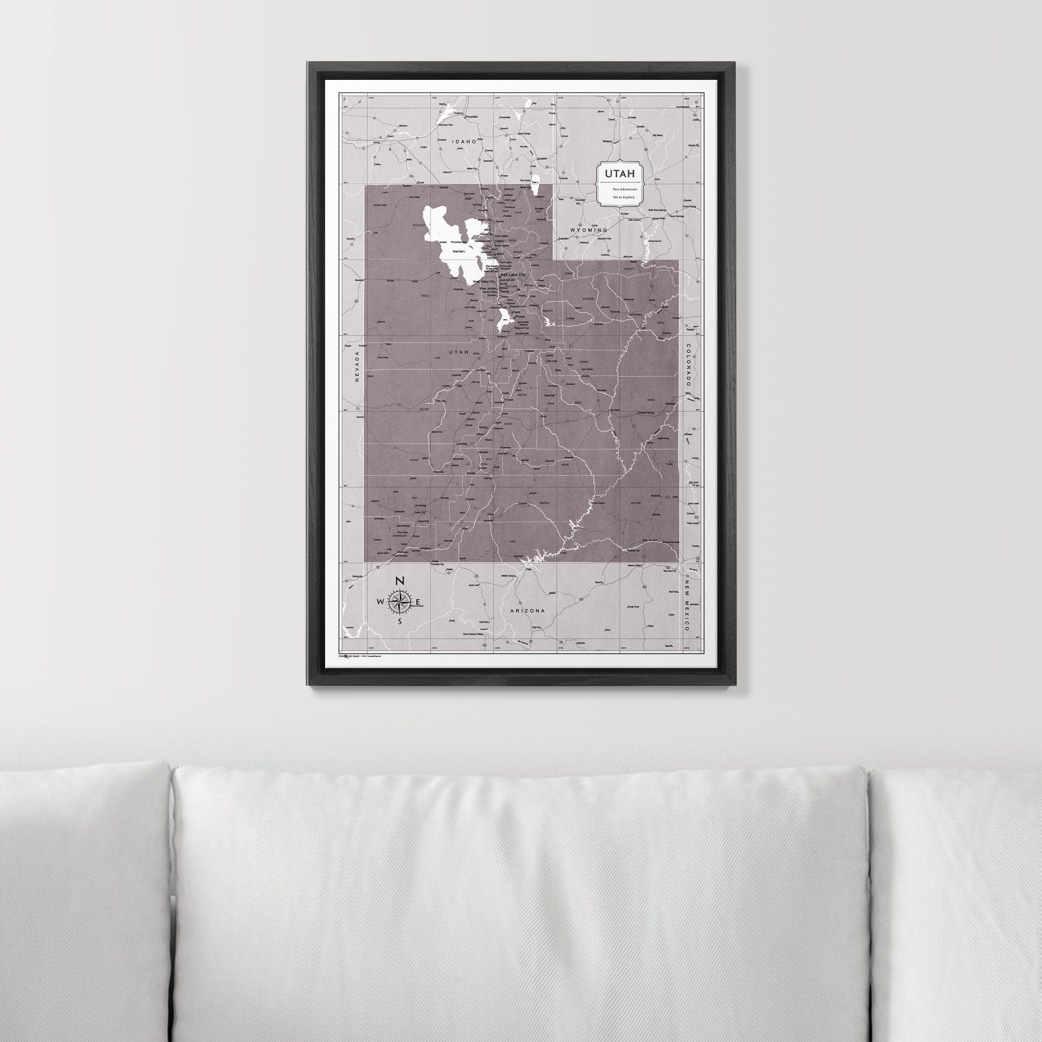 Push Pin Utah Map (Pin Board) - Dark Brown Color Splash CM Pin Board