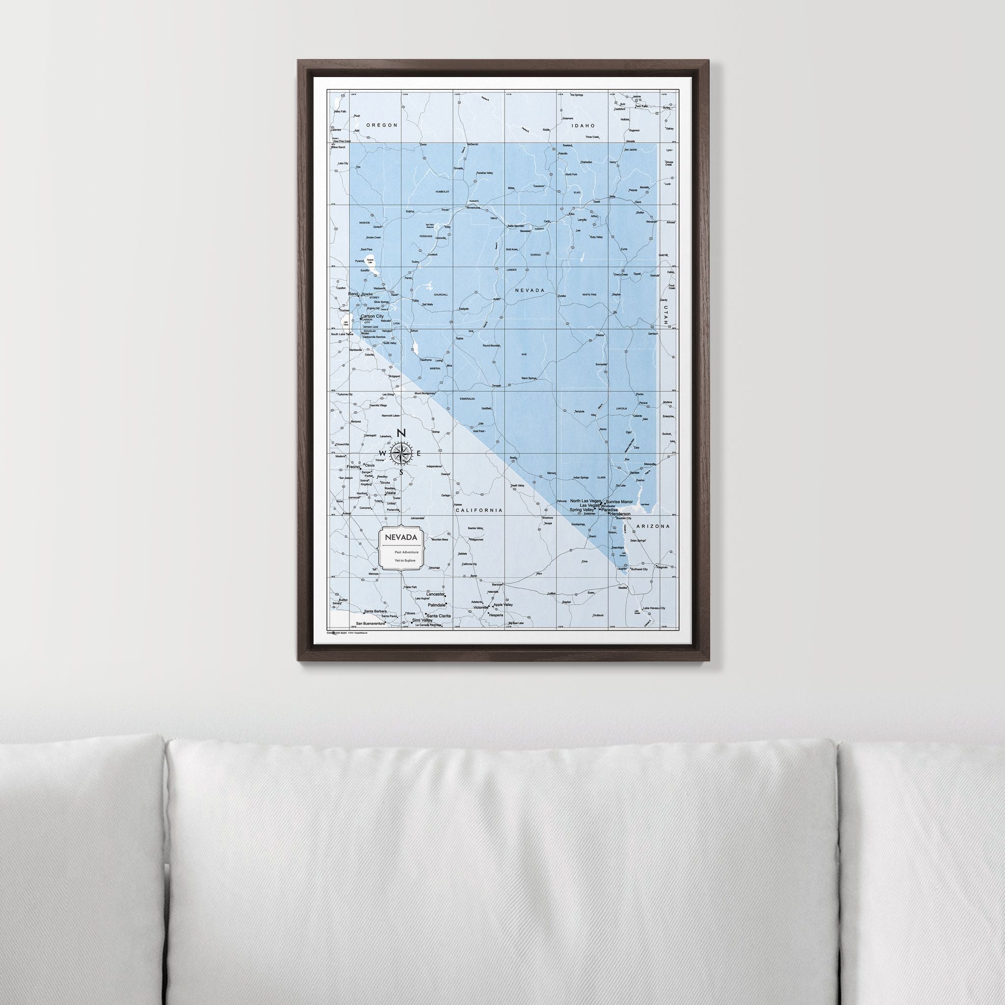 Push Pin Nevada Map (Pin Board) - Light Blue Color Splash CM Pin Board